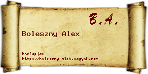 Boleszny Alex névjegykártya